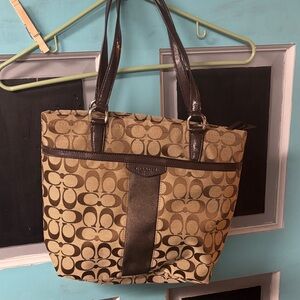 Coach Brown and Tan Signature Tote